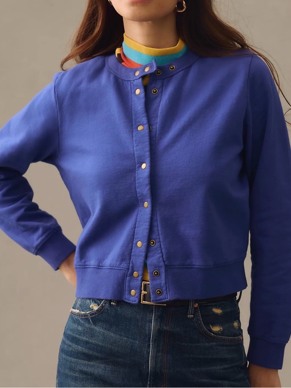 Clare V. Le Snap Cardigan 100% Cotton Made in LA Size Large